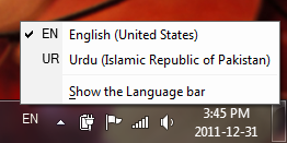 Language Bar in Windows 7